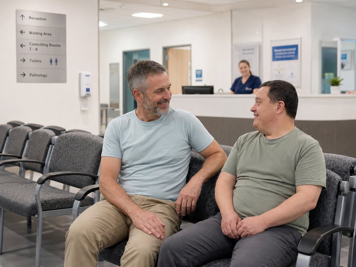 An AACA support worker offering comfort to a participant resting in a hospital bed